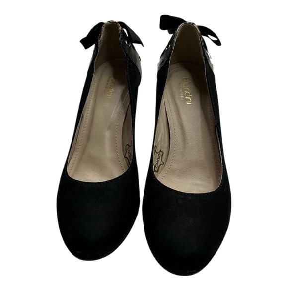 Biondini Black Leopard Calf Bow Block Heels - Picture 12 of 14